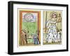 Playing Cards of Moon (Left) and Justice (Right) From the Court of Charles VI, France, Circa 1400-null-Framed Giclee Print