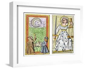 Playing Cards of Moon (Left) and Justice (Right) From the Court of Charles VI, France, Circa 1400-null-Framed Giclee Print