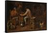 Playing Cards (Oil on Canvas)-Adriaen Brouwer-Framed Stretched Canvas