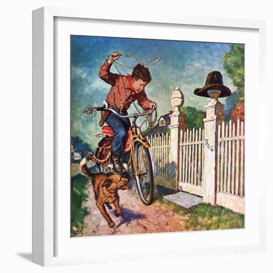"Playing Cowboy", June 23, 1951-Amos Sewell-Framed Giclee Print