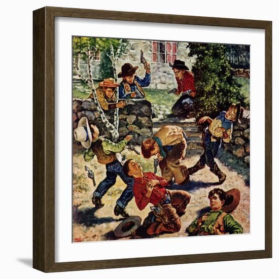 "Playing Cowboy", March 11, 1950-Amos Sewell-Framed Premium Giclee Print