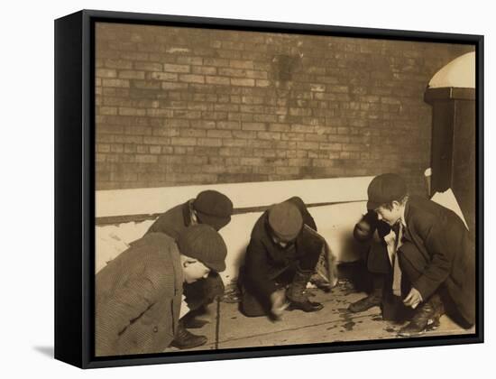 Playing Craps in the Jail Alley, Albany, New York, c.1910-Lewis Wickes Hine-Framed Stretched Canvas