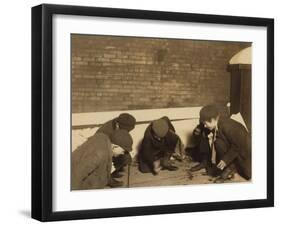 Playing Craps in the Jail Alley, Albany, New York, c.1910-Lewis Wickes Hine-Framed Photo