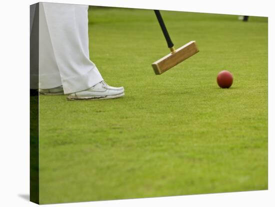 Playing Croquet, Devon, England-Peter Adams-Stretched Canvas