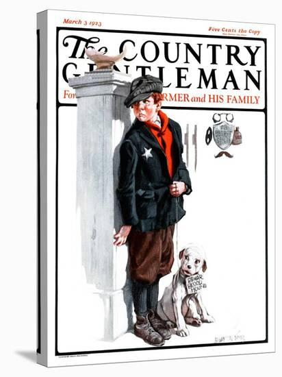 "Playing Detective," Country Gentleman Cover, March 3, 1923-Angus MacDonall-Stretched Canvas