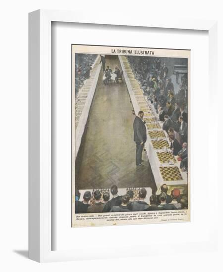 Playing Fifty Games of Chess Simultaneously-Vittorio Pisani-Framed Photographic Print