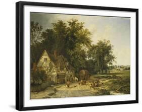 Playing Football Outside the Gun Inn-Alfred Walter Williams-Framed Giclee Print