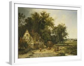 Playing Football Outside the Gun Inn-Alfred Walter Williams-Framed Giclee Print