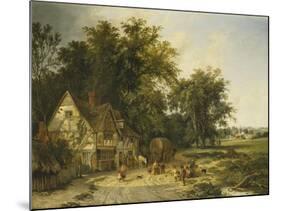 Playing Football Outside the Gun Inn-Alfred Walter Williams-Mounted Giclee Print