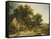 Playing Football Outside the Gun Inn-Alfred Walter Williams-Framed Stretched Canvas