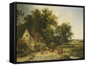 Playing Football Outside the Gun Inn-Alfred Walter Williams-Framed Stretched Canvas