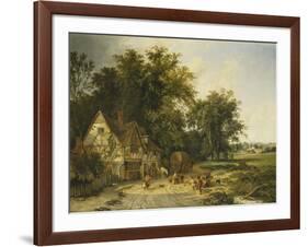 Playing Football Outside the Gun Inn-Alfred Walter Williams-Framed Giclee Print