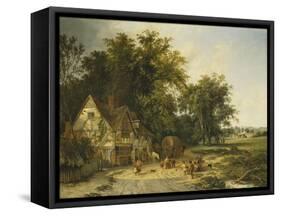 Playing Football Outside the Gun Inn-Alfred Walter Williams-Framed Stretched Canvas