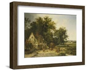 Playing Football Outside the Gun Inn-Alfred Walter Williams-Framed Giclee Print