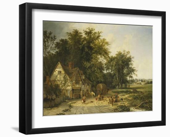 Playing Football Outside the Gun Inn-Alfred Walter Williams-Framed Giclee Print