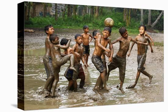 Playing Football-Angela Muliani Hartojo-Stretched Canvas