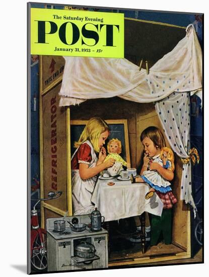 "Playing House" Saturday Evening Post Cover, January 31, 1953-Stevan Dohanos-Mounted Giclee Print
