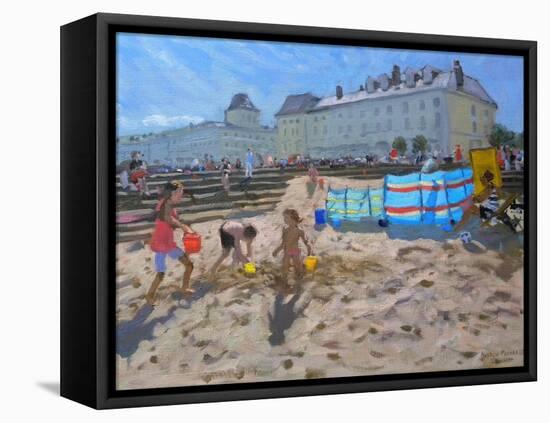 Playing in the Sand, Llandudno, 2010-Andrew Macara-Framed Stretched Canvas