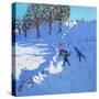 Playing in the Snow Youlgrave, Derbyshire, 2016-Andrew Macara-Stretched Canvas