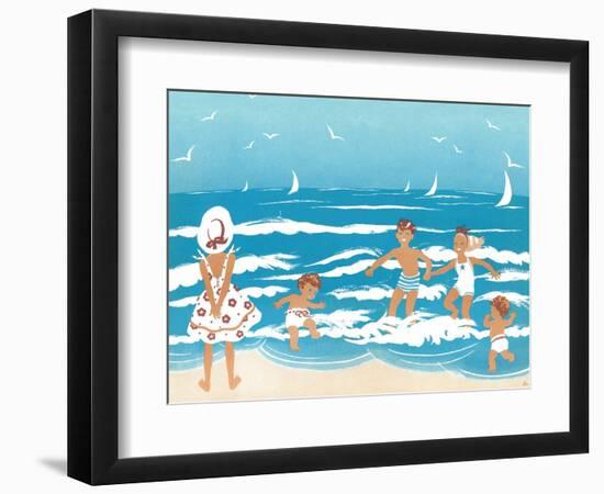 Playing in the Surf - Jack & Jill-Ann Eshner-Framed Premium Giclee Print