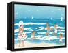 Playing in the Surf - Jack & Jill-Ann Eshner-Framed Stretched Canvas