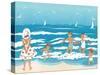 Playing in the Surf - Jack & Jill-Ann Eshner-Stretched Canvas