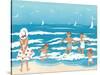 Playing in the Surf - Jack & Jill-Ann Eshner-Stretched Canvas