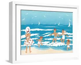 Playing in the Surf - Jack & Jill-Ann Eshner-Framed Giclee Print