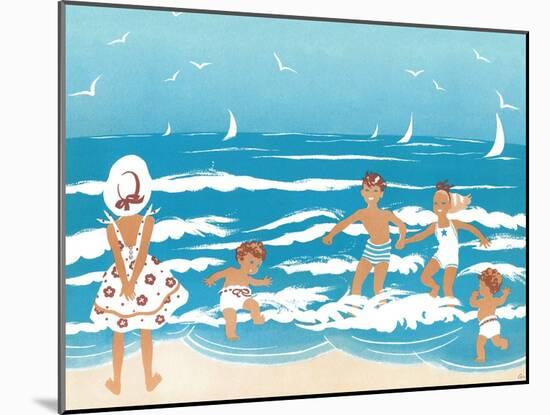 Playing in the Surf - Jack & Jill-Ann Eshner-Mounted Giclee Print