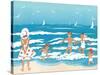Playing in the Surf - Jack & Jill-Ann Eshner-Stretched Canvas