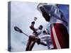 Playing Lacrosse-null-Stretched Canvas