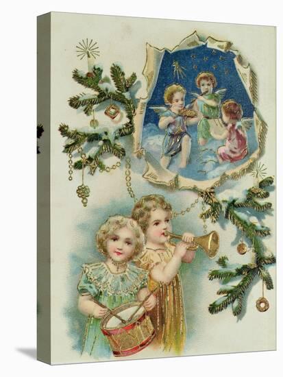 Playing Musical Instruments, Victorian Card-null-Stretched Canvas