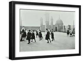 Playing Netball, Myrdle Street Girls School, Stepney, London, 1908-null-Framed Photographic Print