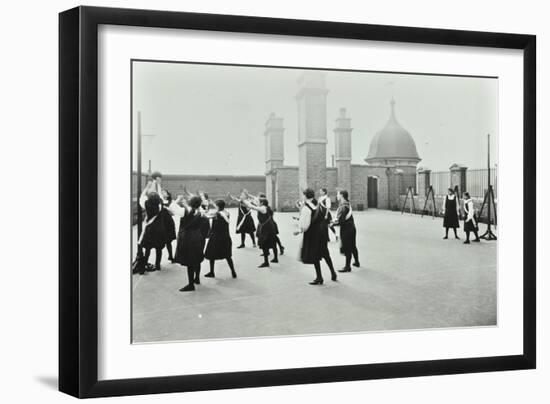 Playing Netball, Myrdle Street Girls School, Stepney, London, 1908-null-Framed Photographic Print