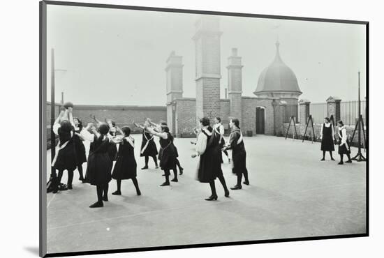 Playing Netball, Myrdle Street Girls School, Stepney, London, 1908-null-Mounted Photographic Print