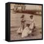 Playing on the Beach' C1900-null-Framed Stretched Canvas