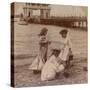 Playing on the Beach' C1900-null-Stretched Canvas