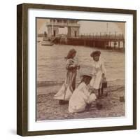 Playing on the Beach' C1900-null-Framed Photographic Print