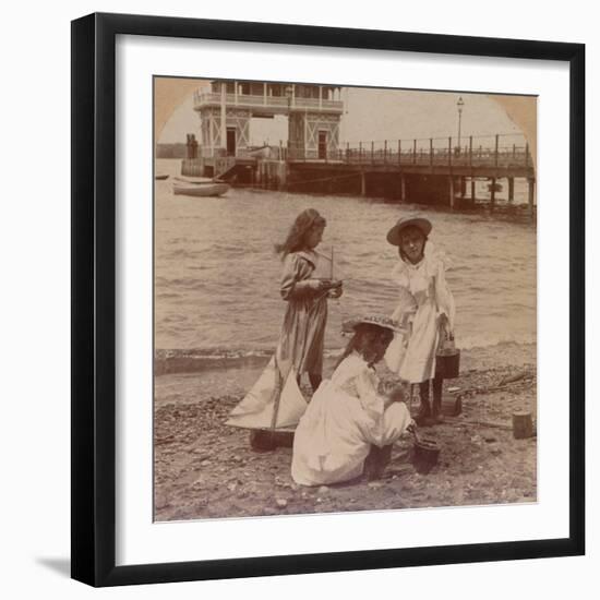 Playing on the Beach' C1900-null-Framed Photographic Print