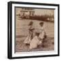 Playing on the Beach' C1900-null-Framed Photographic Print