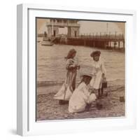 Playing on the Beach' C1900-null-Framed Photographic Print