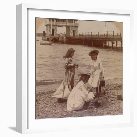 Playing on the Beach' C1900-null-Framed Photographic Print