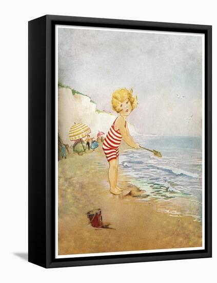 Playing On The Beach-Eugenie Richards-Framed Stretched Canvas