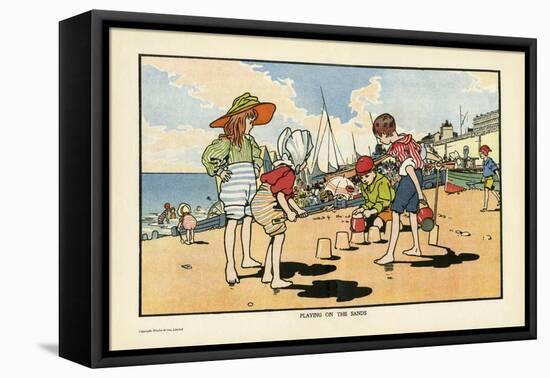 Playing on the Beach-Charles Robinson-Framed Stretched Canvas