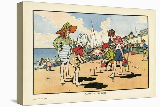 Playing on the Beach-Charles Robinson-Stretched Canvas