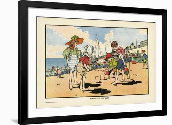 Playing on the Beach-Charles Robinson-Framed Premium Giclee Print