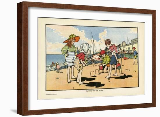 Playing on the Beach-Charles Robinson-Framed Art Print