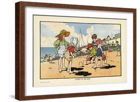 Playing on the Beach-Charles Robinson-Framed Art Print