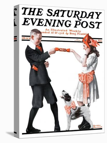 "Playing Party Games" Saturday Evening Post Cover, April 26,1919-Norman Rockwell-Stretched Canvas
