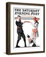 "Playing Party Games" Saturday Evening Post Cover, April 26,1919-Norman Rockwell-Framed Giclee Print